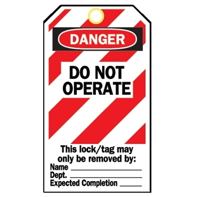 LOCKOUT TAGS B-837 5 1/2INH X 3INW